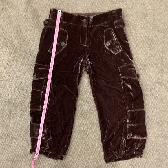 BCBG MAXAZARIA Brown Corduroy Cropped Cargo Baggy Pants Size 0 - Picture 10 of 11